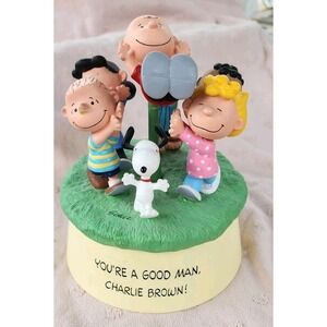 Hallmark Peanuts 2001 Vtg Good Man Charlie Brown Music Box Snoopy Rare Figurines